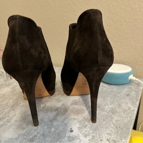 Casadei Browns Suede Ankle Boots Platform Heeled Size 8.5 - Picture 6 of 11